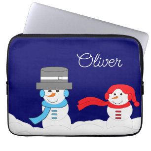 De winter is sneeuwachtig: Donkerblauw Laptop Sleeve