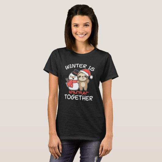 De winter is warmer samen met sneeuwpop t-shirt (Voorkant volledig)