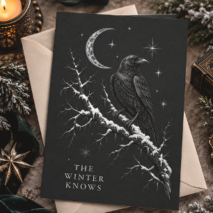 De Winter Kent Raven Moon Gothische Kerstmis Feestdagenkaart