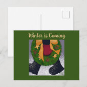 De winter komt eraan: raad eens wie er zich klaarm briefkaart (Voorkant / Achterkant)