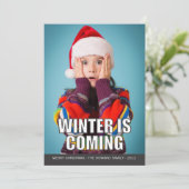 De winter komt met de Meme Holiday Card Feestdagenkaart (Staand voorkant)