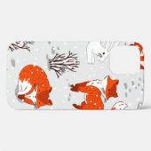 De winter naadloos met schattige vossen en bunny. Case-Mate iPhone case (Achterkant (horizontaal))
