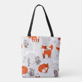 De winter naadloos met schattige vossen en bunny. tote bag (Achterkant)