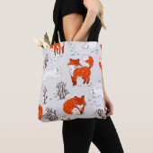 De winter naadloos met schattige vossen en bunny. tote bag (Dichtbij)