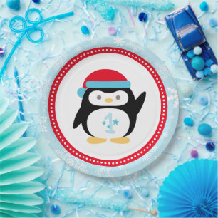 De winter ONEderland Verjaardag Pinguïn Papieren Bordje