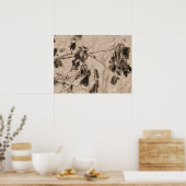 De winter op de dode bladeren op een tak poster (Keuken)