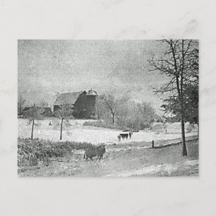 De winter op het boerderij briefkaart