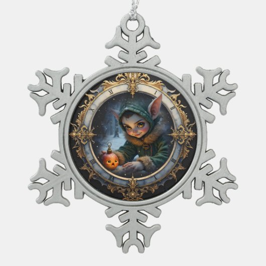 De Winter Sleutelbewaarder & De Onwillige Versieri Tin Sneeuwvlok Ornament (Voorkant)