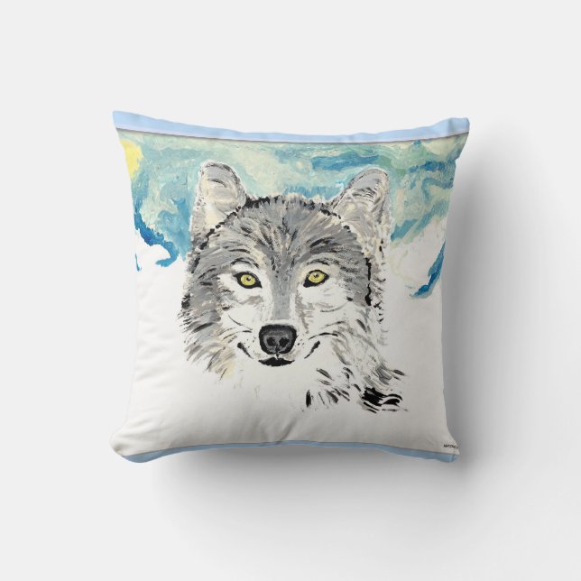 De winter wolf kussen (Voorkant)