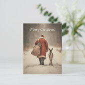 De Winter Woodland Journey van de Kerstman Feestdagenkaart (Staand voorkant)