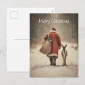 De Winter Woodland Journey van de Kerstman Feestdagenkaart (Voorkant / Achterkant)