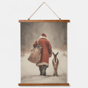 De Winter Woodland Journey van de Kerstman Hangend Wandkleed