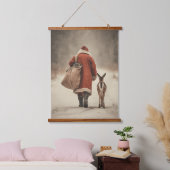 De Winter Woodland Journey van de Kerstman Hangend Wandkleed (Slaapkamer)