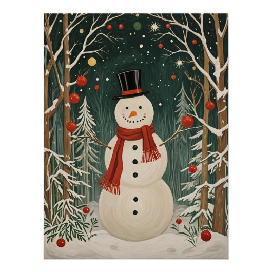 De winterdroom van de sneeuwman perfect poster (Voorkant)