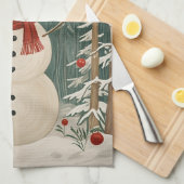 De winterdroom van de sneeuwman theedoek (Quarter Fold)