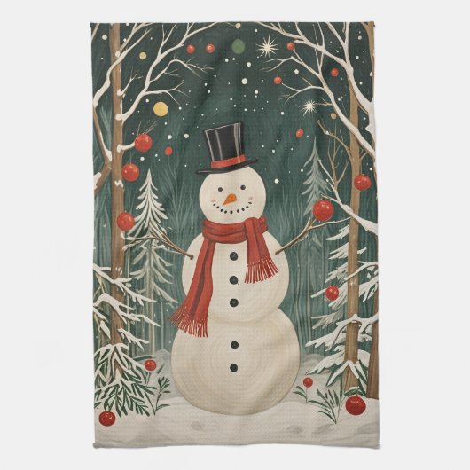 De winterdroom van de sneeuwman theedoek (Verticaal)