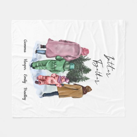 De winterfamilie van 4 en namen beter samen fleece deken (Voorkant (Horizontaal))