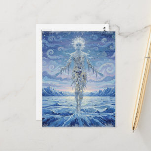 De wintergodin Sneeuw en Ijsbergen Briefkaart