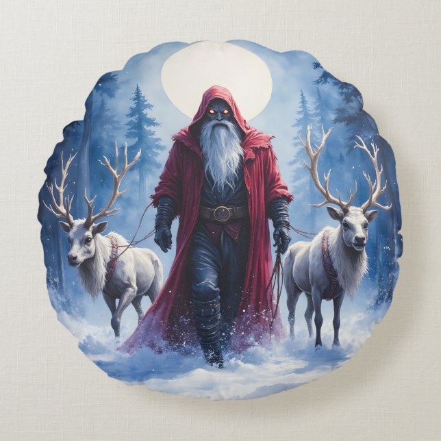 De Winterkoning Komt.  Rond Kussen (Voorkant)