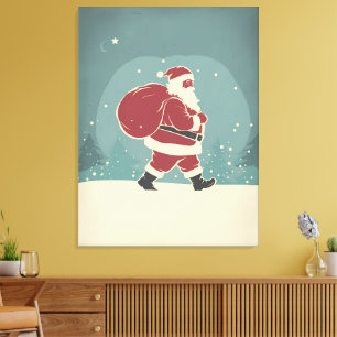 De winterreis van de kerstman - vakantiekunst canvas afdruk