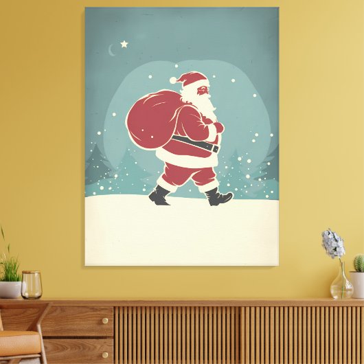De winterreis van de kerstman - vakantiekunst canvas afdruk (Insitu (Woonkamer))