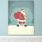De winterreis van de kerstman - vakantiekunst canvas afdruk (Insitu (Houten vloer))