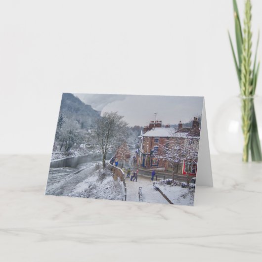 De winterse Scène van de Straat Feestdagen Kaart (Voorkant)