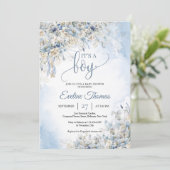 De winterstoffige blauwe bloemen witte rozen Het i Kaart (Staand voorkant)