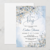 De winterstoffige blauwe bloemen witte rozen Het i Kaart (Voorkant / Achterkant)