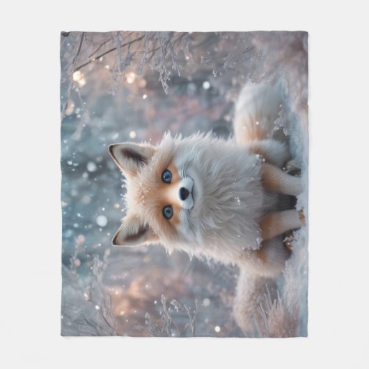 De wintervos fleece deken (Voorkant)