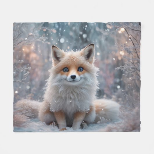 De wintervos fleece deken (Voorkant (Horizontaal))