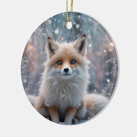 De wintervos keramisch ornament (Links)