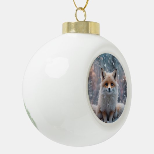 De wintervos keramische bal ornament (Links)