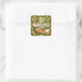 De wintervos van Kerstmis Vierkante Sticker (Tas)