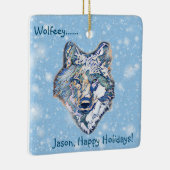 De winterwolf (gepersonaliseerd) keramisch ornament (Rechts)