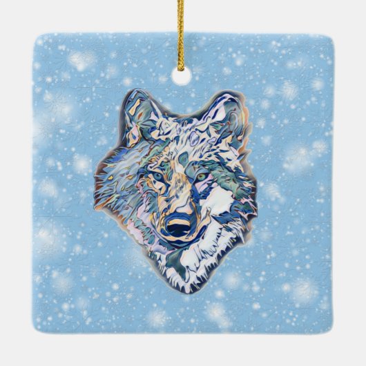 De winterwolf (gepersonaliseerd) keramisch ornament (Achterkant)