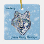 De winterwolf (gepersonaliseerd) keramisch ornament<br><div class="desc">Ga naar mijn winkel voor een interessanter design en meer kleurenkeuze. => zazzle.com/colorfulworld*</div>
