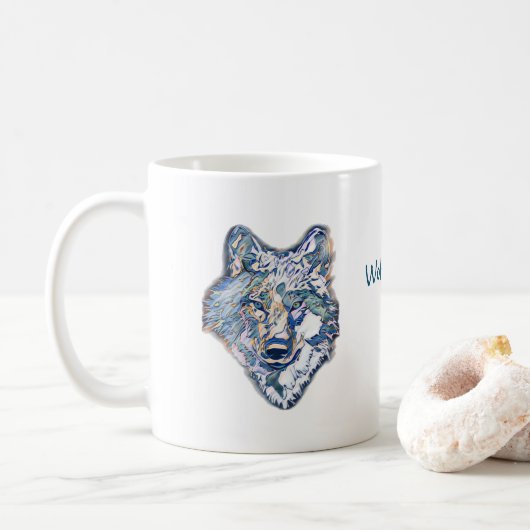 De Winterwolf (gepersonaliseerde) Koffie Mok (Met donut)