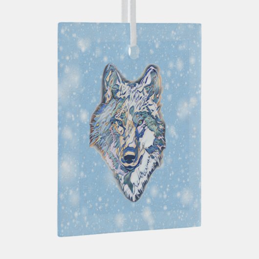De winterwolf    glas ornament (Voorkant Rechts)