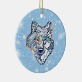 De winterwolf   keramisch ornament (Rechts)