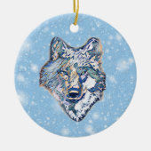 De winterwolf   keramisch ornament (Voorkant)