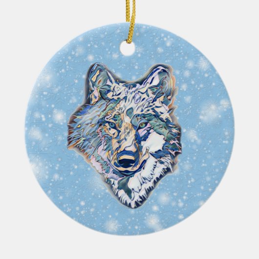 De winterwolf   keramisch ornament (Voorkant)