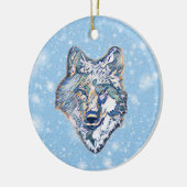 De winterwolf   keramisch ornament (Links)
