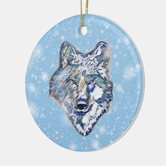 De winterwolf   keramisch ornament (Links)