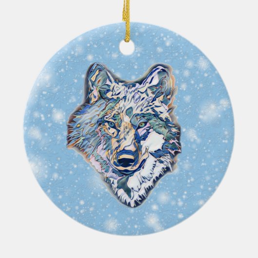 De winterwolf   keramisch ornament (Achterkant)