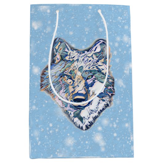 De winterwolf    medium cadeauzakje (Voorkant)