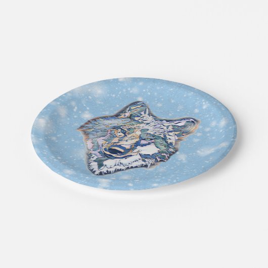 De winterwolf   papieren bordje (Gekanteld)