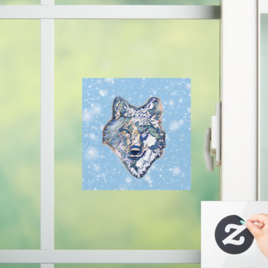 De winterwolf raamsticker (Huis)