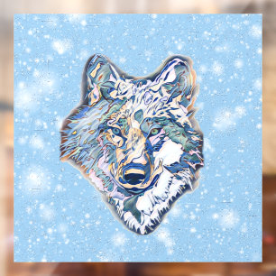 De winterwolf raamsticker
