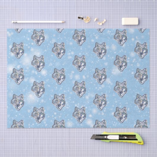 De winterwolf tissuepapier (Craft)